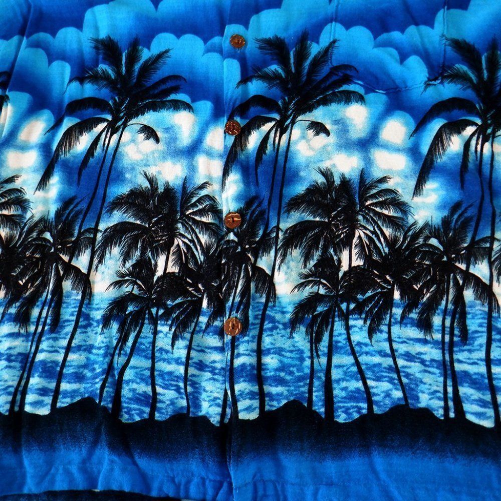 Aloha Hut Blue Palms Hawaiian shirt